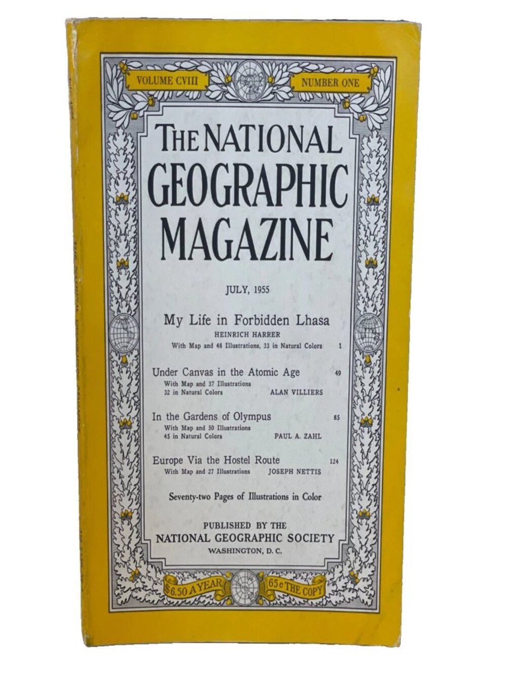 National Geographic July 1955 Vol 108 No 1 Vintage Tibet Lhasa Heinrich Harrer